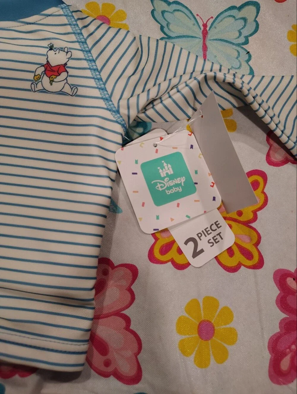 Disney Kids Pajama Set Blue and White Striped 2-Piece